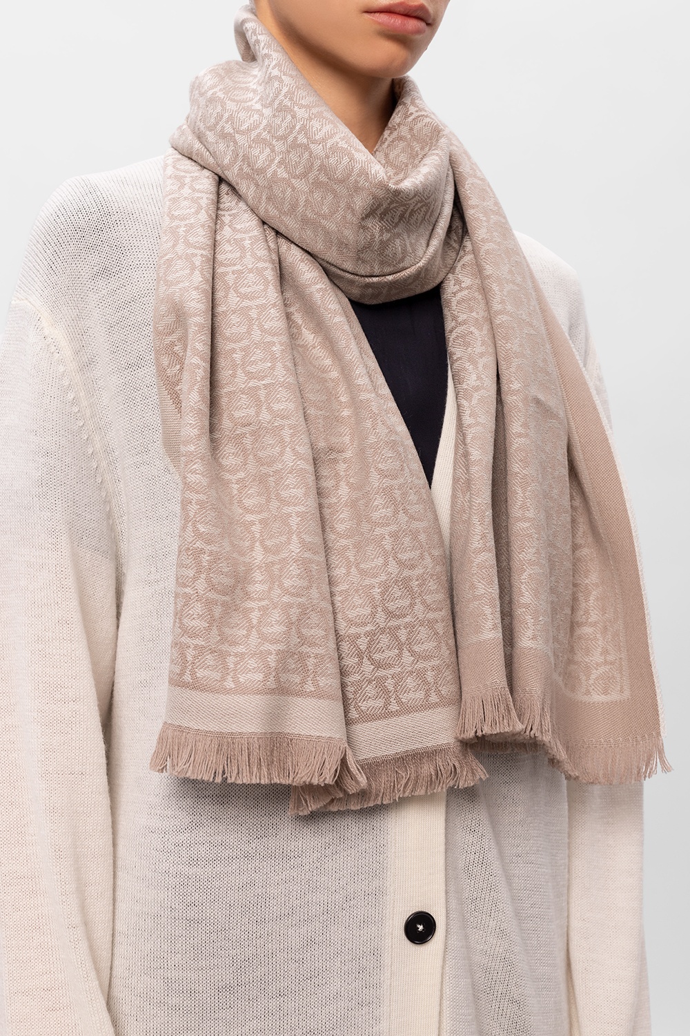 スカーフ Ferragamo Scarves Beige FERRAGAMO 'Gancini' motif scarf | Women's Accessories | Vitkac